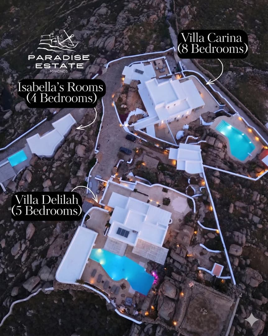 Paradise Estate Mykonos: A fun oriented 17-Bedroom Estate with 3 properties and 3 pools. - 2